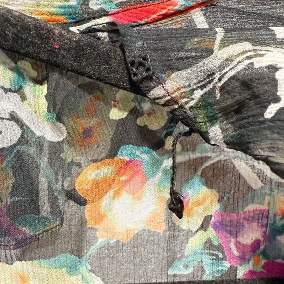 Lauren Ralph Lauren 100% Silk Women Medium Blouse Ruffle Floral Sheer Fairycore - Picture 6 of 8